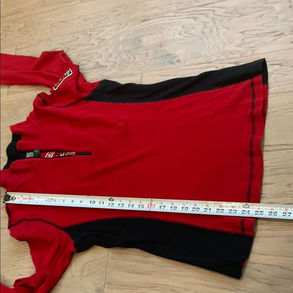 Lauren Ralph Lauren Red Athletic Half-Zip Top with Black Trim - Picture 9 of 11